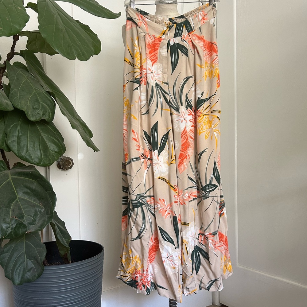 High Waisted Floral Maxi Wide Leg Pants